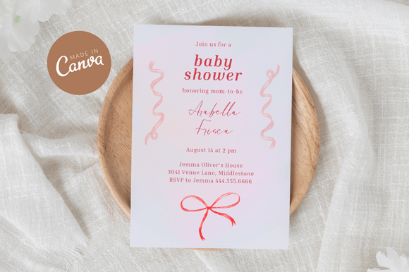 Download Coquette Baby Shower Invitiation Canva - Coquette Collection