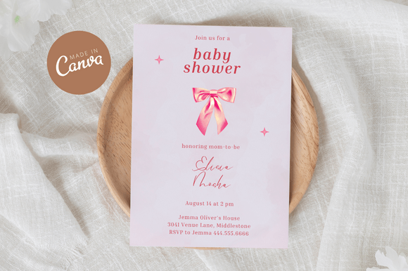 Download Coquette Baby Shower Invitiation Canva - Coquette Collection