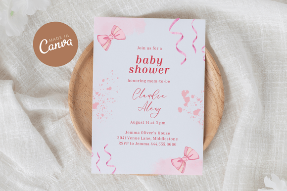 Download Coquette Baby Shower Invitiation Canva - Coquette Collection