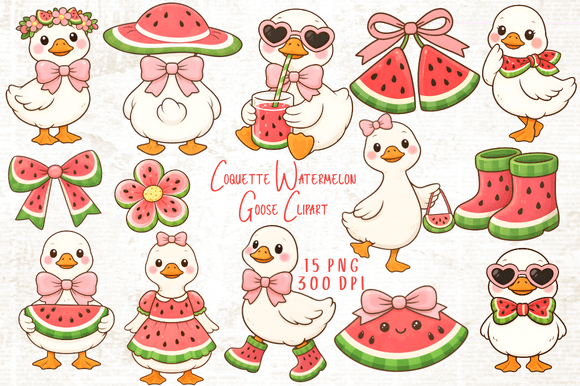 Download Coquette Watermelon Goose Clipart PNG - Coquette Collection