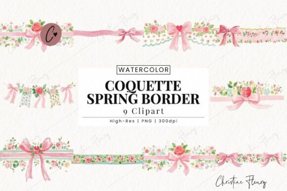Download Coquette Spring Border Clipart Bundle - Coquette Collection