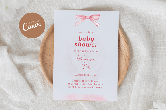 Download Coquette Baby Shower Invitiation Canva - Coquette Collection