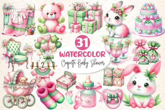 Download Pastel Coquette Baby Shower Clipart - Coquette Collection