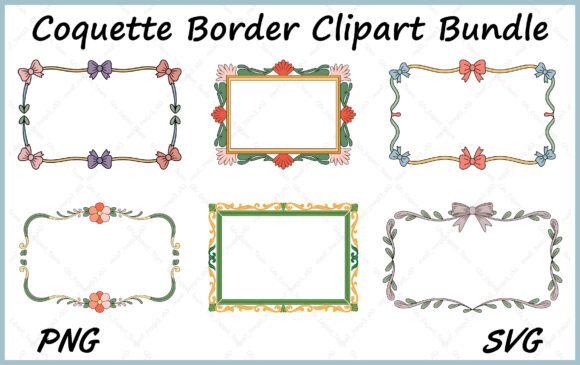 Download Hand Drawn Coquette Border Frame PNG Set - Coquette Collection