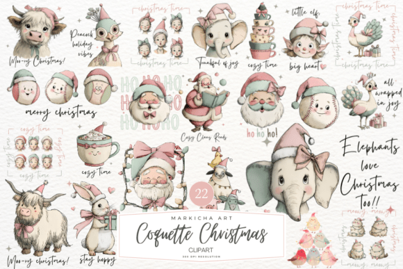 Download Cute Coquette Christmas Clipart Bundle - Coquette Collection