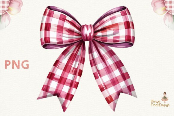 Download Pink Gingham Coquette Bow Watercolor PNG - Coquette Collection