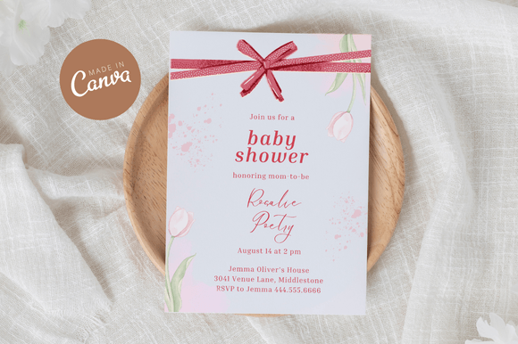 Download Coquette Baby Shower Invitiation Canva - Coquette Collection