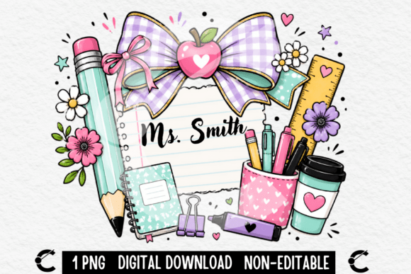 Download Custom Teacher Name Purple Coquette Bow - Coquette Collection